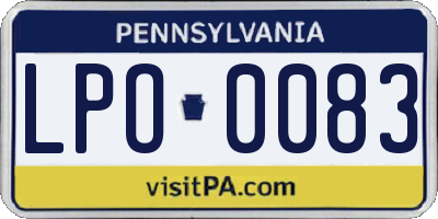 PA license plate LPO0083
