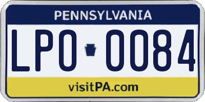 PA license plate LPO0084