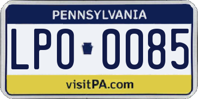PA license plate LPO0085