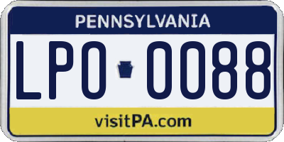 PA license plate LPO0088