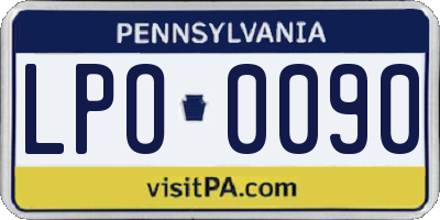 PA license plate LPO0090