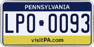 PA license plate LPO0093