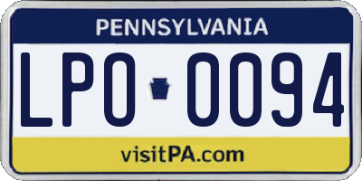 PA license plate LPO0094