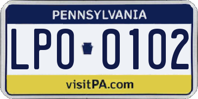 PA license plate LPO0102