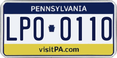 PA license plate LPO0110
