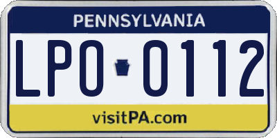PA license plate LPO0112