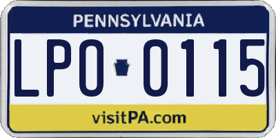 PA license plate LPO0115