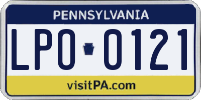 PA license plate LPO0121