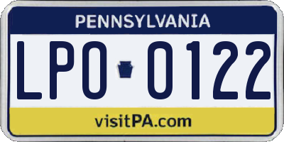 PA license plate LPO0122