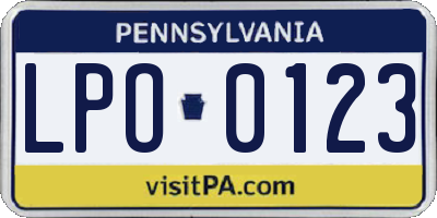 PA license plate LPO0123