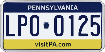 PA license plate LPO0125