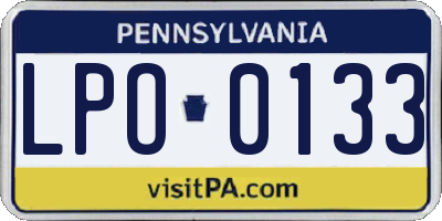 PA license plate LPO0133