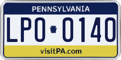 PA license plate LPO0140