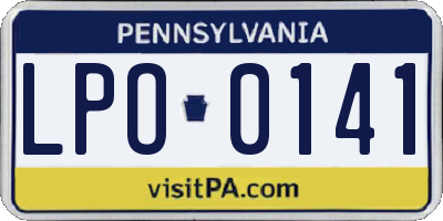 PA license plate LPO0141