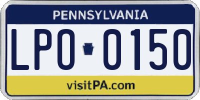 PA license plate LPO0150