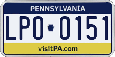 PA license plate LPO0151