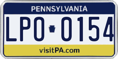 PA license plate LPO0154