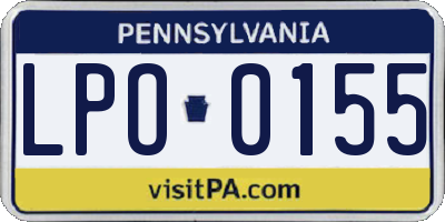 PA license plate LPO0155