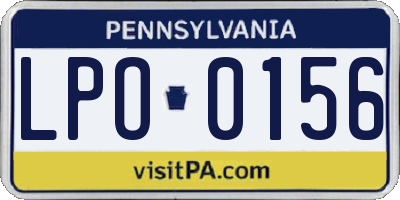 PA license plate LPO0156