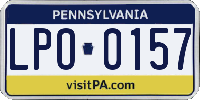 PA license plate LPO0157