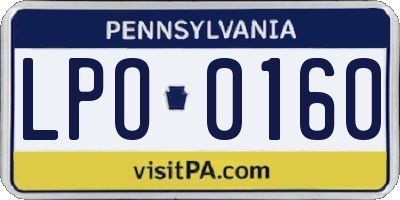 PA license plate LPO0160