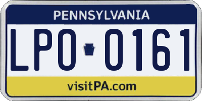 PA license plate LPO0161
