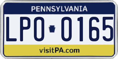 PA license plate LPO0165