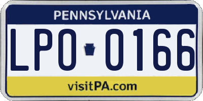 PA license plate LPO0166