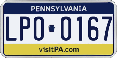 PA license plate LPO0167