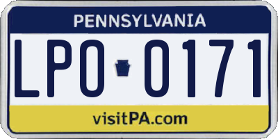 PA license plate LPO0171