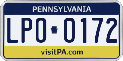 PA license plate LPO0172
