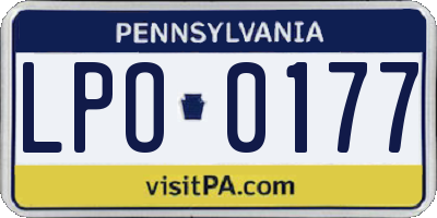 PA license plate LPO0177