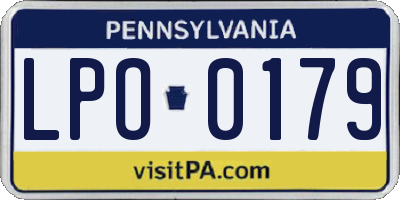PA license plate LPO0179