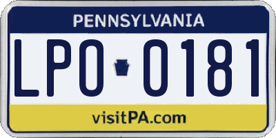 PA license plate LPO0181
