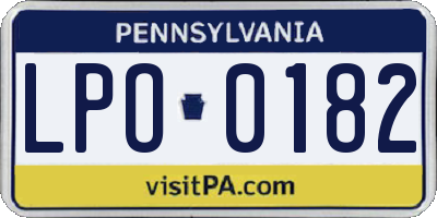 PA license plate LPO0182