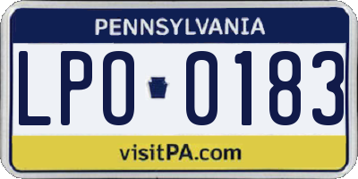 PA license plate LPO0183