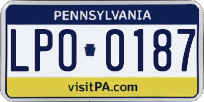 PA license plate LPO0187