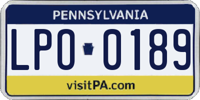 PA license plate LPO0189