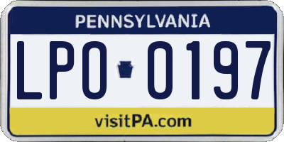 PA license plate LPO0197