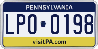 PA license plate LPO0198