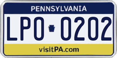 PA license plate LPO0202