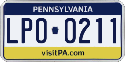 PA license plate LPO0211