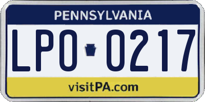 PA license plate LPO0217