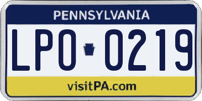 PA license plate LPO0219