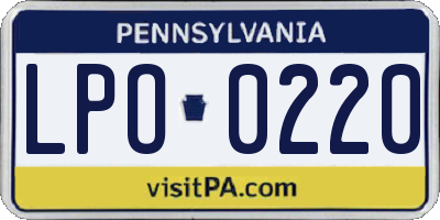 PA license plate LPO0220