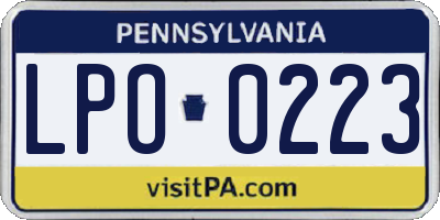 PA license plate LPO0223