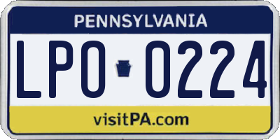 PA license plate LPO0224