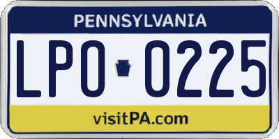 PA license plate LPO0225