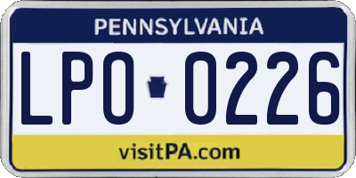 PA license plate LPO0226