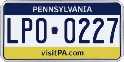 PA license plate LPO0227